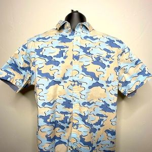 Mens DKNY blue camo button down